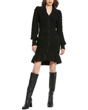 Mac Duggal Bobble Knit Button Mini Dress Women's