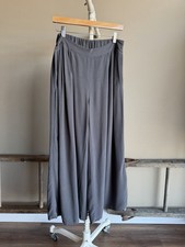 Pantaloni Eileen Fisher grigio corteccia gamba larga tencel viscosa crepe taglia small $218 nuovi con etichette