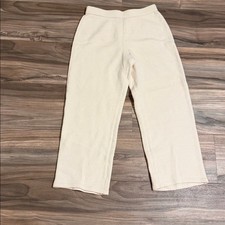 St. John Caviar Women's Sz 2 Cream Knit High Waist Trousers Cropped