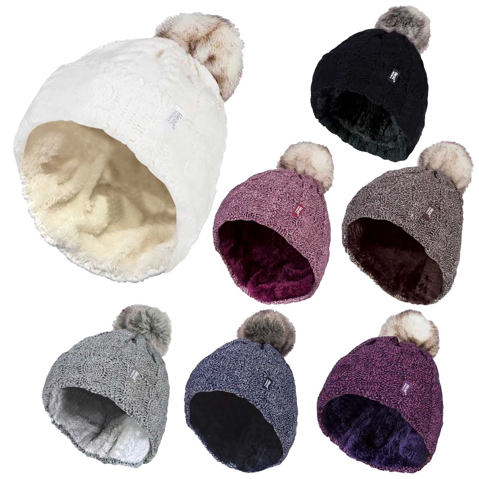 Heat Holders Ladies Fleece Lined Bobble Hat
