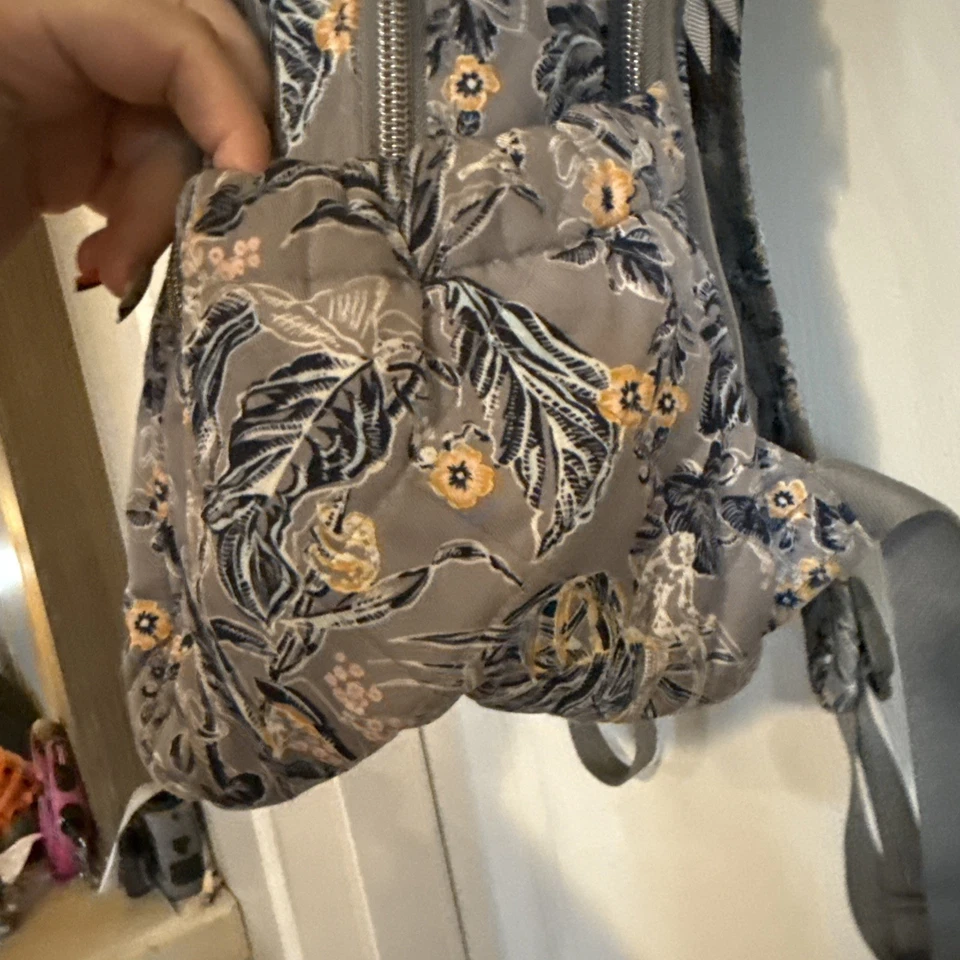 Vera Bradley Quilted Campus Laptop Backpack Gray, Yellow, White, And Blue - Image 4 of 4