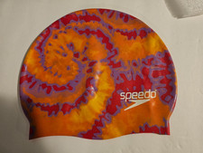 Speedo multicolor tie-dye style swim cap, inventory tag 6June7_33.