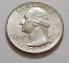 1964 Washington Quarter • AU Slider Look 90% Silver • Strong Detail NMM  X69