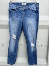 Torrid Jegging Jeans Women 12R Blue Distressed Skinny Medium Wash Pockets Button