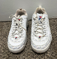 FILA Men's White Low Top Lace-Up Athletic Sneakers Logo Pattern 5FM00536-125