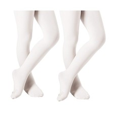 Ballet Tights for Girls Dance Tights Toddler Thick Soft Footed Kids White Sto...