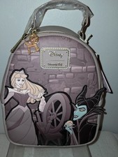 LOUNGEFLY DISNEY SLEEPING BEAUTY AURORA MALEFICENT SPINDLE MINI BACKPACK RARE