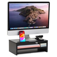 Mind Reader Monitor Stand with Phone Slot and Storage Shelf, Desktop Riser, 88 l