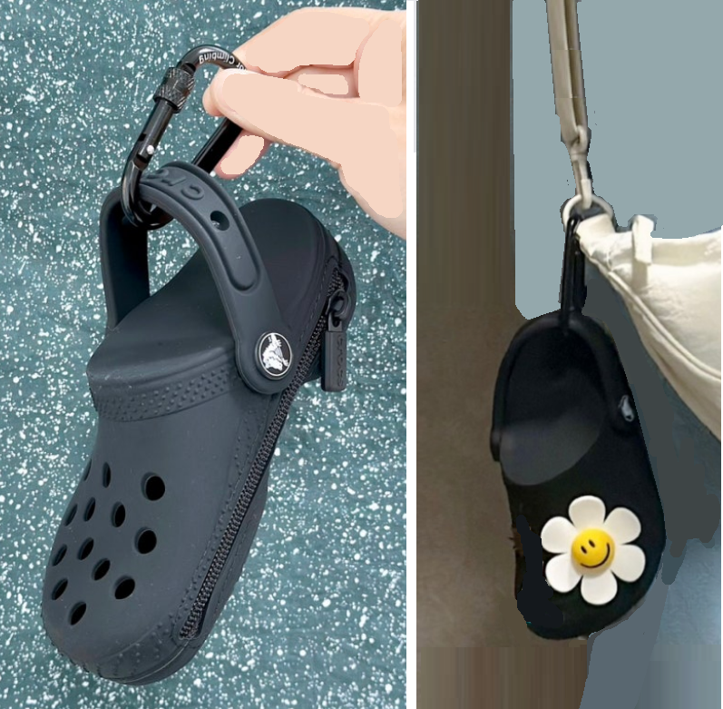 Crocs Classic Clog POUCH Bag Charm Green CAMO w/Carabiner Genuine