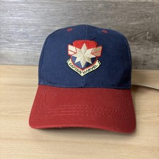 Captain Marvel Hat Cap Snap Back Mens Navy Red Embroidered Superhero Logo NWT