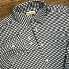Collars  Co Mens SMALL Apex Performance Dress Shirt Navy White Gingham Stretch