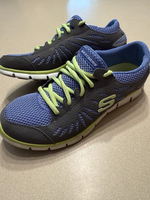 Skechers Flex Women s 8 Tennis Shoes 22118 Blue Gray Green Sneakers