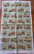 VTG  Linen Pale Green Tea Towel Guide dog Puppies Made In Australia By Rodriquez