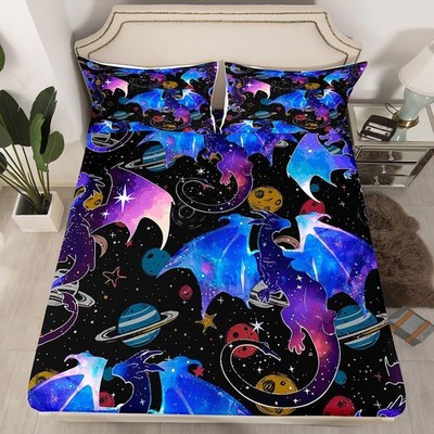 Feelyou Galaxy Dragon Bedding Set 2Pcs Twin Size for Kids Boys Girls