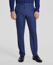 Michael Kors Mens Blue Plaid Classic-Fit Stretch Wool Suit Pants, 36X 32