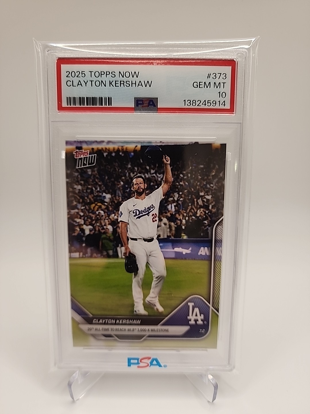 2025 Topps Now - Clayton Kershaw #373 PSA 10 3K Club Los Angeles Dodgers 