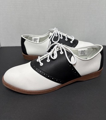 PREDICTIONS Women's 10W SADDLE SHOES Retro 1950's Oxford Blk & Wht ~ WORN ONCE!