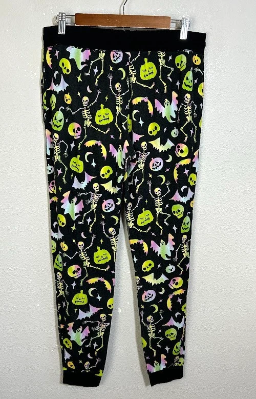 Pantalones de chándal Little Sleepies Cool Ghouls para mujer S negros fantasmas de Halloween Foto 2 de 4
