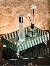 1Pc Luxury Storage Tray Tabletop Skincare Storage Bathroom Vanity Organizer Box