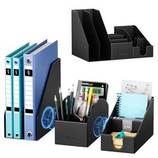 Magnetic Desk Organizer Set - Multifunctional PU Leather Desktop Storage with...