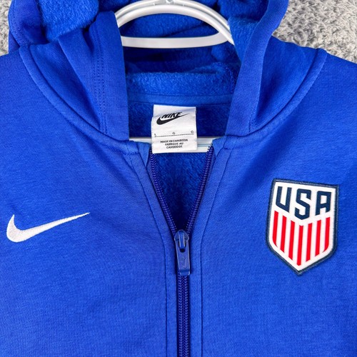 Nike USA Hoodie Kids Large Blue Full Zip Fleece Olympic Soccer Boys DN1194-452 - Picture 2 of 16