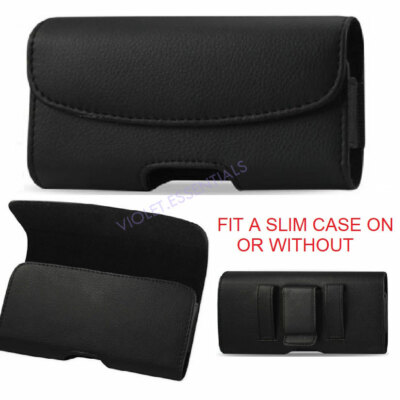 PU-LEATHER POUCH CLIP HOLSTER FOR iPhone 12 PRO MAX/13 PRO MAX fits SLIM CASE ON
