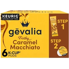 Gevalia Frothy 2-Step Caramel Macchiato Espresso K-Cup Coffee Pods & Froth Packe