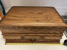 Oak Silverware Flatware 2 Drawer Storage Chest Excellent Condition