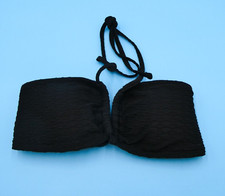 Victorias Secret Medium Black Ribbed Cutout Padded Halter Bikini Top Swimwear VS