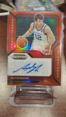 2021 Austin Reeves Sensational TRUE RED Prizm Draft Picks RC Auto 76/ ...