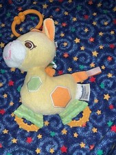 Garanimals Yellow GIRAFFE Teether Crinkle Sound 7" Rattle Plush Toy w/ Clip
