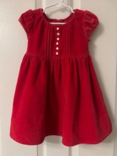 Vintage GAP Baby Toddler Girls Dress 12 18 months Red Velvet Bows Holiday