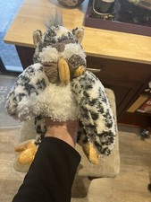 Toys R Us Animal Alley Google Eyed Owl Hand Puppet Plush Stuffed Spotted 12  