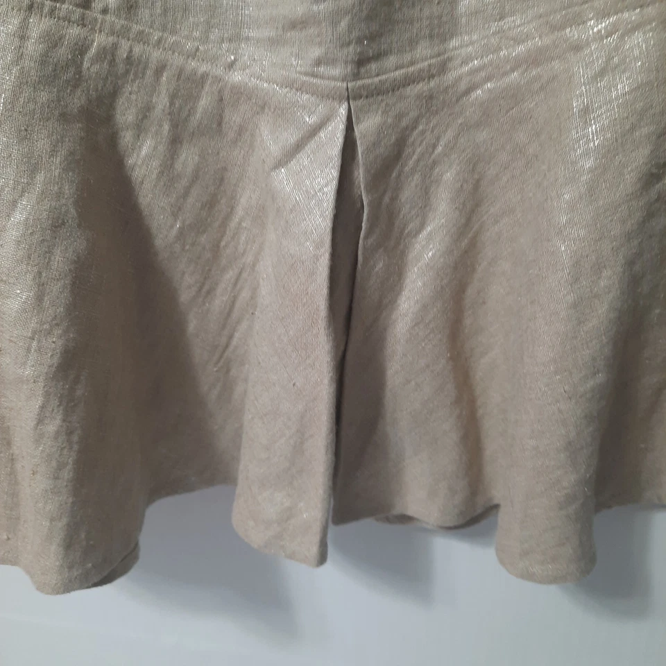 Falda Dana Buchman. 100% Lino Tostado Metálico Brillante Línea A Talla 14 Carrera Vacaciones Foto 4 de 4