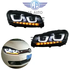 LED Headlights Pair For VW 2010-14 Volkswagen Golf 6 GTI MK6 DRL Golf 7 Look DRL