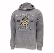 U.S. Marines USMC Retro Bulldog Mascot Hoodie NEW Fast Free Ship