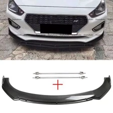 Front Bumper Lip Spoiler Splitter + Strut Rods For Hyundai Elantra Carbon Fiber