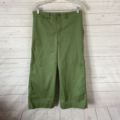 Copper Key Wide Leg Crop Pants Sz 11 Green Stretch High Rise Pockets 30x24