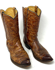 Vintage Texas Light Brown Leather Cowboy Boots USA Made Mens Size 6 D
