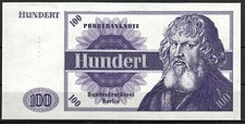 Probebanknote Hundert Mark  Bundesdruckerei Berlin Holzschuh !