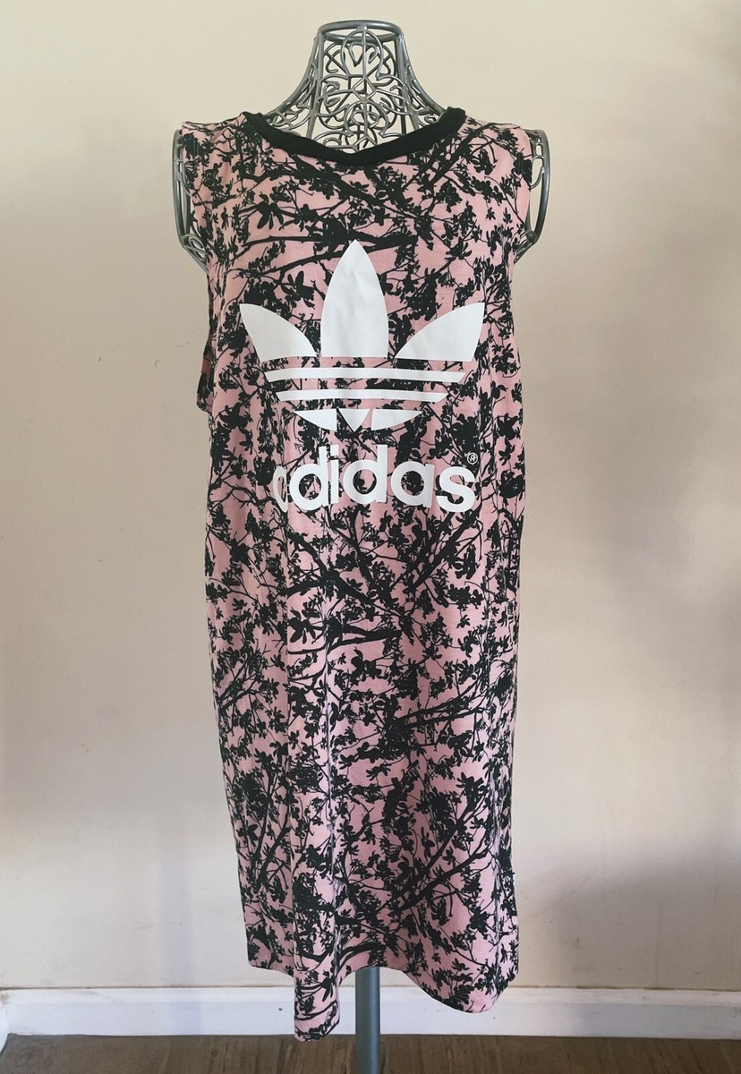 adidas pink floral dress Pink and black floral Adidas dress extra small, xs