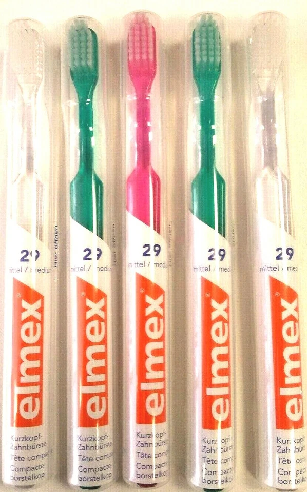 5x Elmex 29 Handzahnbürste im Köcher