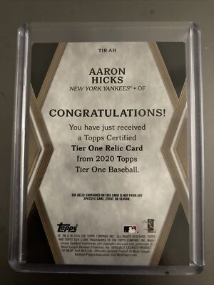 Aaron Hicks Stripe Jersey Tier One Baseball Card 164/395 | eBay
