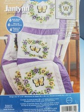 Janlynn Stamped Cross Stitch Quilt Blocks 18"X18" 6/Pkg-Pansy Wreath, 21-1332