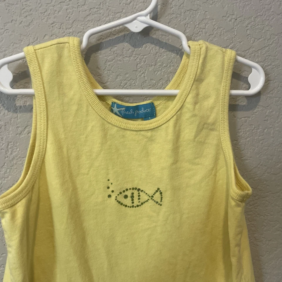 Vestido de Playa Fresh Produce Niña Talla Grande (6-7) Amarillo Giro Hecho en EE. UU. Pescado Foto 3 de 4