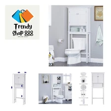 Elegant Over The Toilet Storage Cabinet in White - Stylish Bathroom Organizer