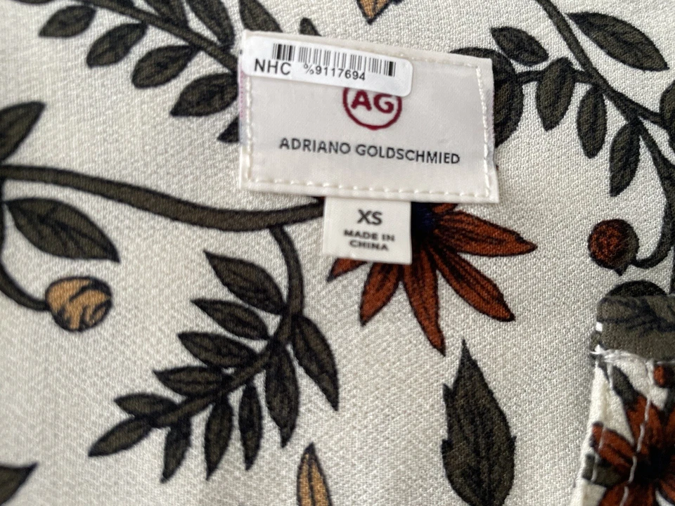 Top Adriano Goldschmied Blanco Verde Azul Marino Dorado Talla XS-M Floral Foto 4 de 4