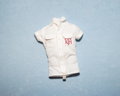 TEXAS A&M White KEN Short Sleeve Cotton LOGO Oxford Shirt w/ Pockets BARBIE