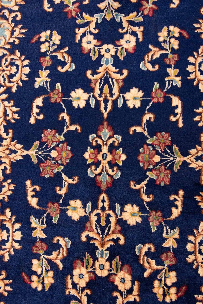 Tapis persan Kerman carré bleu nuit noué à la main 1'8x1'8 - En vente sur France