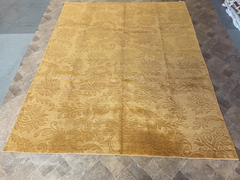 9x12' GOLD Wool Handmade Rug CONTEMPORARY SOLID COLOR #F-6304 - Image 2 of 4